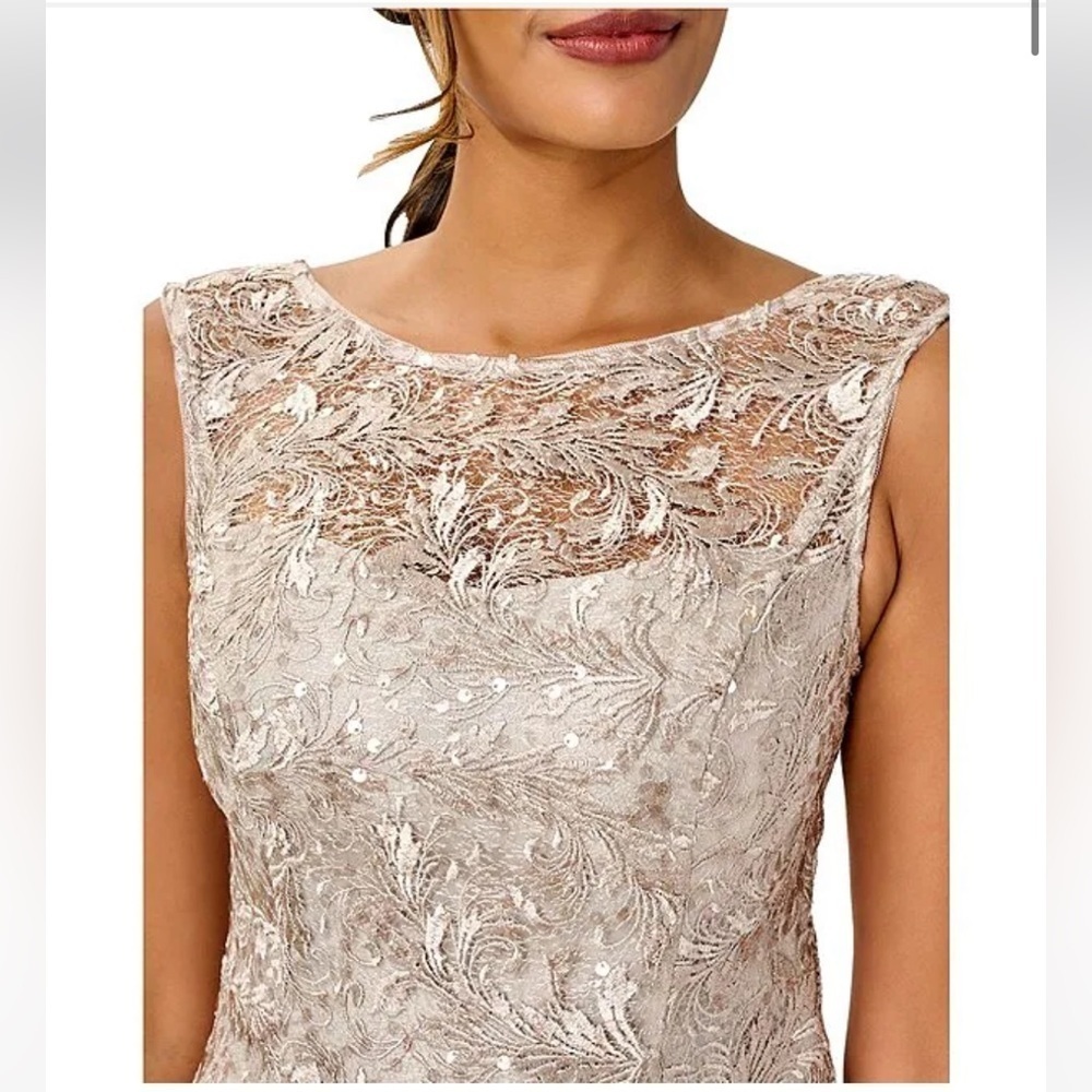 Adrianna Papell | Sequin Lace Gown In Grey Marble Size 8 NEW - Picture 4 of 9